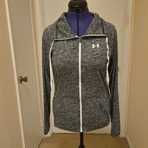 Under Armour Women's Heather Gray Full-Zip Light Jacket with White Trim